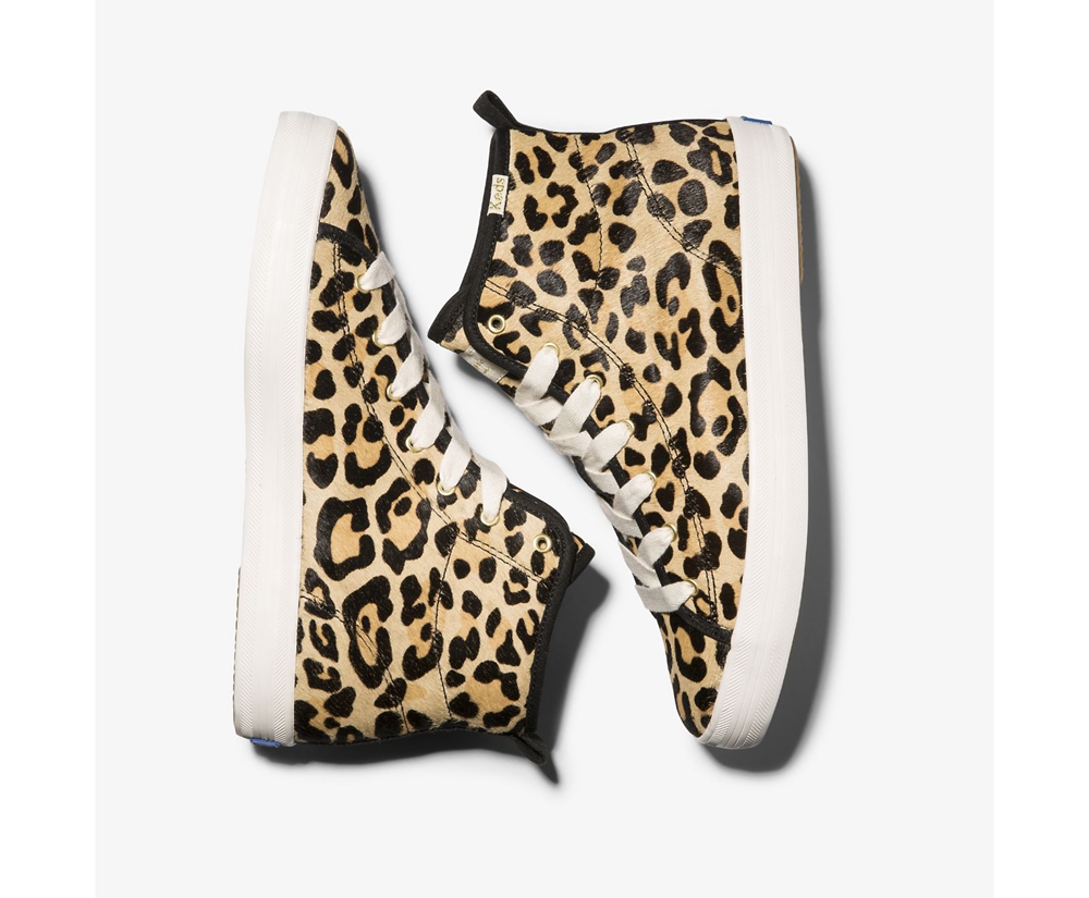 Zapatillas Keds Mujer Marrones - Kate Spade New York Kickstart Hi Leopard Calf Hair - 942-XBUMGI